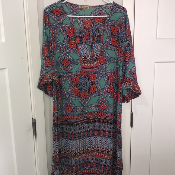 Democracy| Dress| Women’s| Size 1X|. Multicolor, green, orange, blue Bohemian - Picture 15 of 16